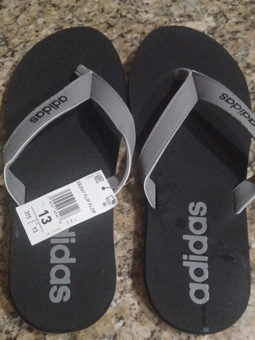 adidas Black and Gray Flip Flop Thong Sandals
